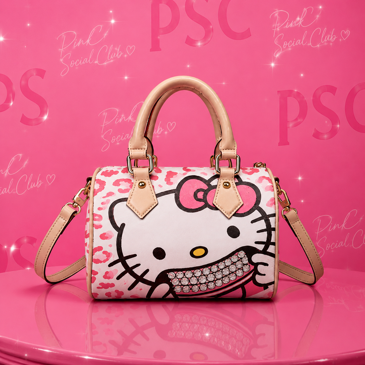 Pink Kitty Leopard Bow Bag