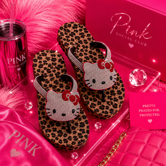 Rhinestone Kitty Leopard Flip Flops